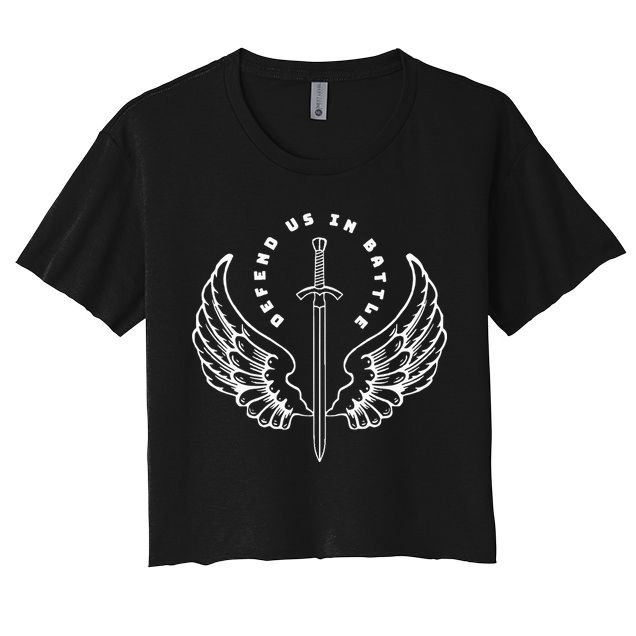 St. Michael The Archangel Defend Us In Battle Crop Top