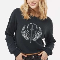 St. Michael The Archangel Defend Us In Battle Cropped Pullover Crew
