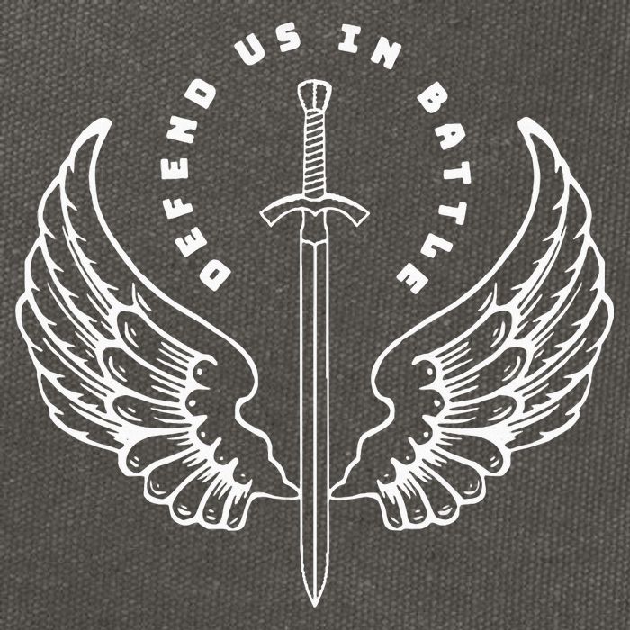 St. Michael The Archangel Defend Us In Battle Cotton Canvas Backpack