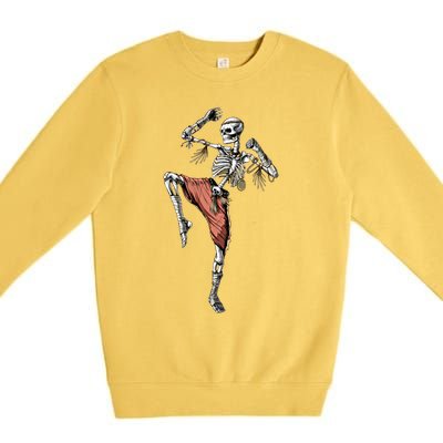 Skeleton Muay Thai Boxing Karate Kickboxing Martial Arts Gift Premium Crewneck Sweatshirt