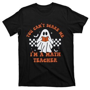 Spooky Math Teacher Retro Cute Ghost Design T-Shirt