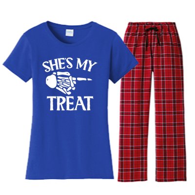 Shes My Trick Matching Couple Halloween Cute Gift Women's Flannel Pajama Set