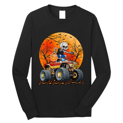 Skeleton Monster Truck Moon Candy Halloween Long Sleeve Shirt