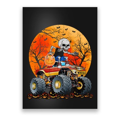 Skeleton Monster Truck Moon Candy Halloween Poster