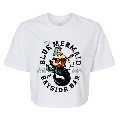 Sailor Mermaid Tattoo Guitar Playing Dive Bar Music Pinup Bella+Canvas Jersey Crop Tee