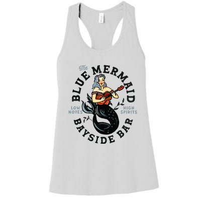 Sailor Mermaid Tattoo Guitar Playing Dive Bar Music Pinup Women's Racerback Tank