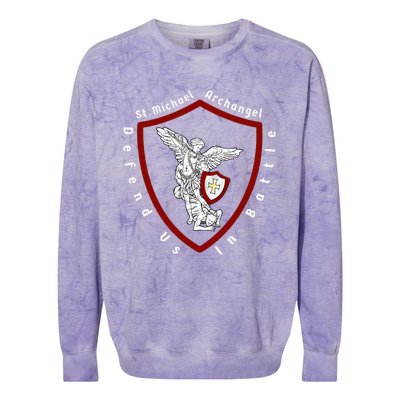 Saint Michael The Archangel Defend Us In Battle Colorblast Crewneck Sweatshirt