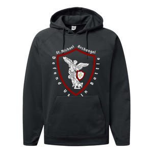 Saint Michael The Archangel Defend Us In Battle Performance Fleece Hoodie