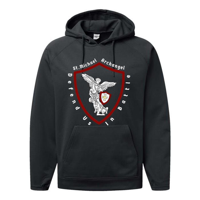 Saint Michael The Archangel Defend Us In Battle Performance Fleece Hoodie