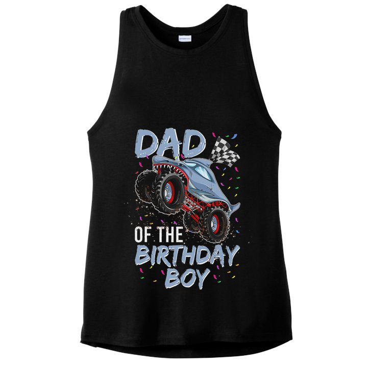Shark Monster Truck S For Men, Dad Of Birthday Boy Ladies PosiCharge Tri-Blend Wicking Tank