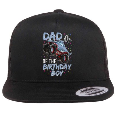 Shark Monster Truck S For Men, Dad Of Birthday Boy Flatbill Hat