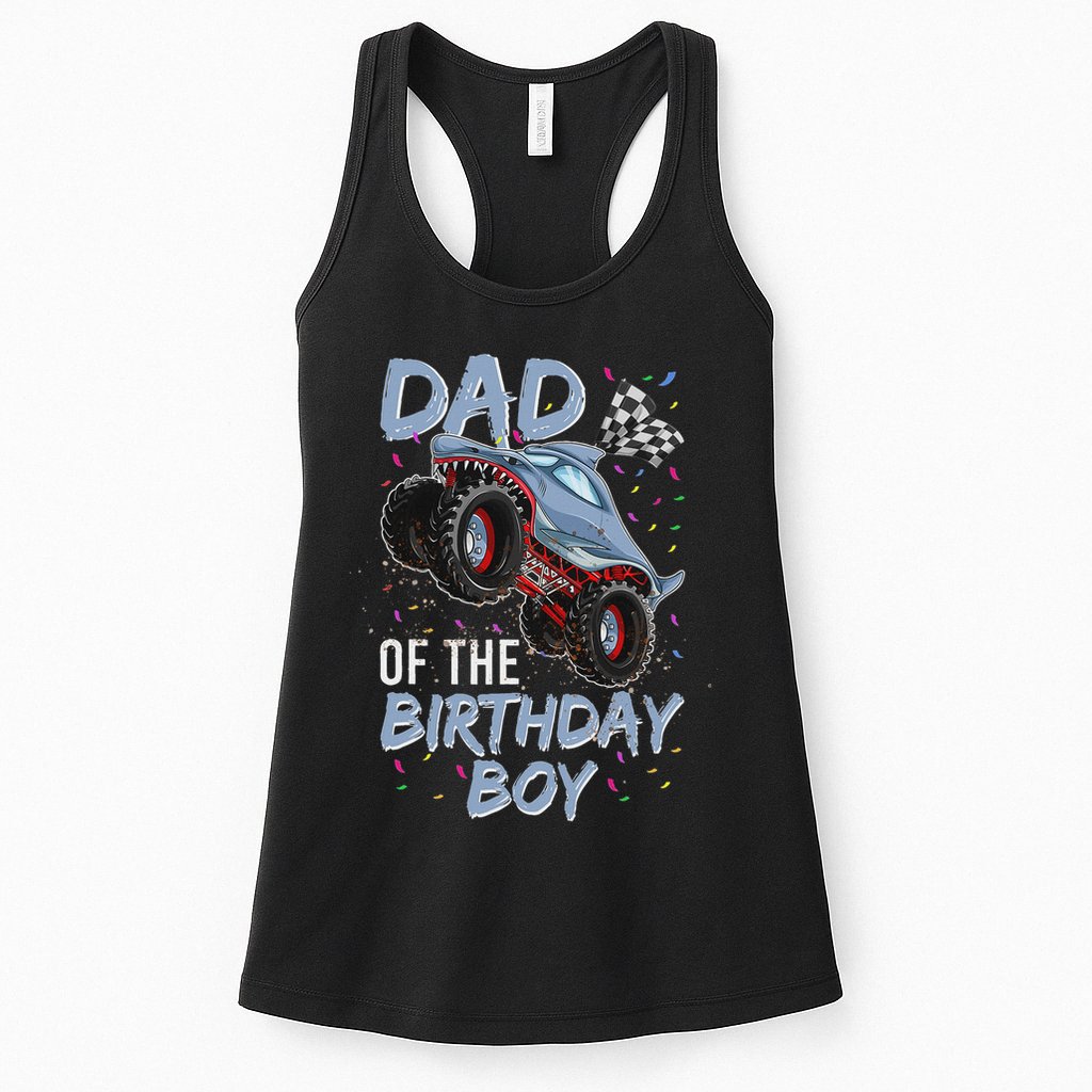 Shark Monster Truck S For Men, Dad Of Birthday Boy Womens Tank Top