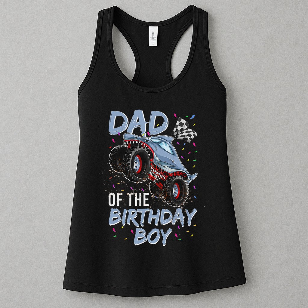 Shark Monster Truck S For Men, Dad Of Birthday Boy Womens Tank Top