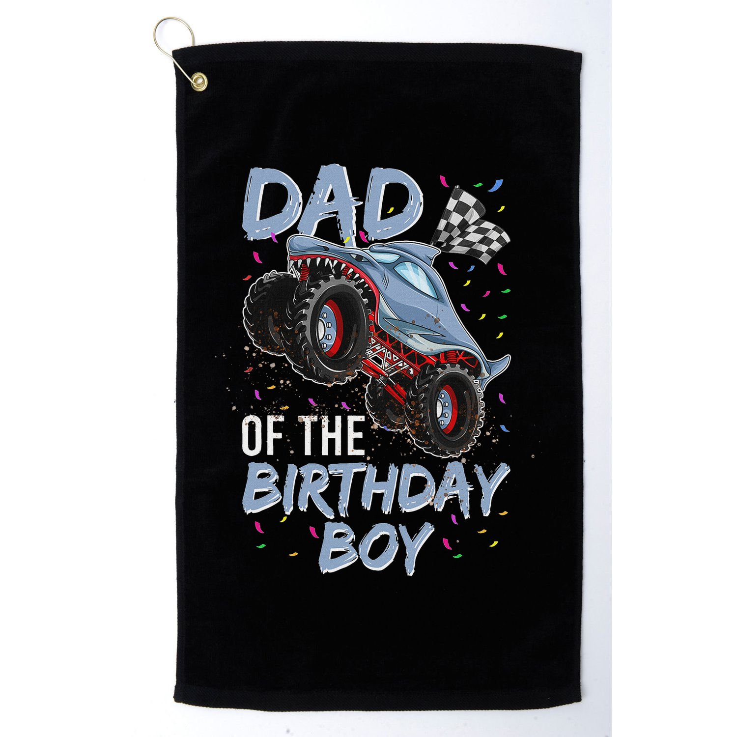 Shark Monster Truck S For Men, Dad Of Birthday Boy Golf Towel