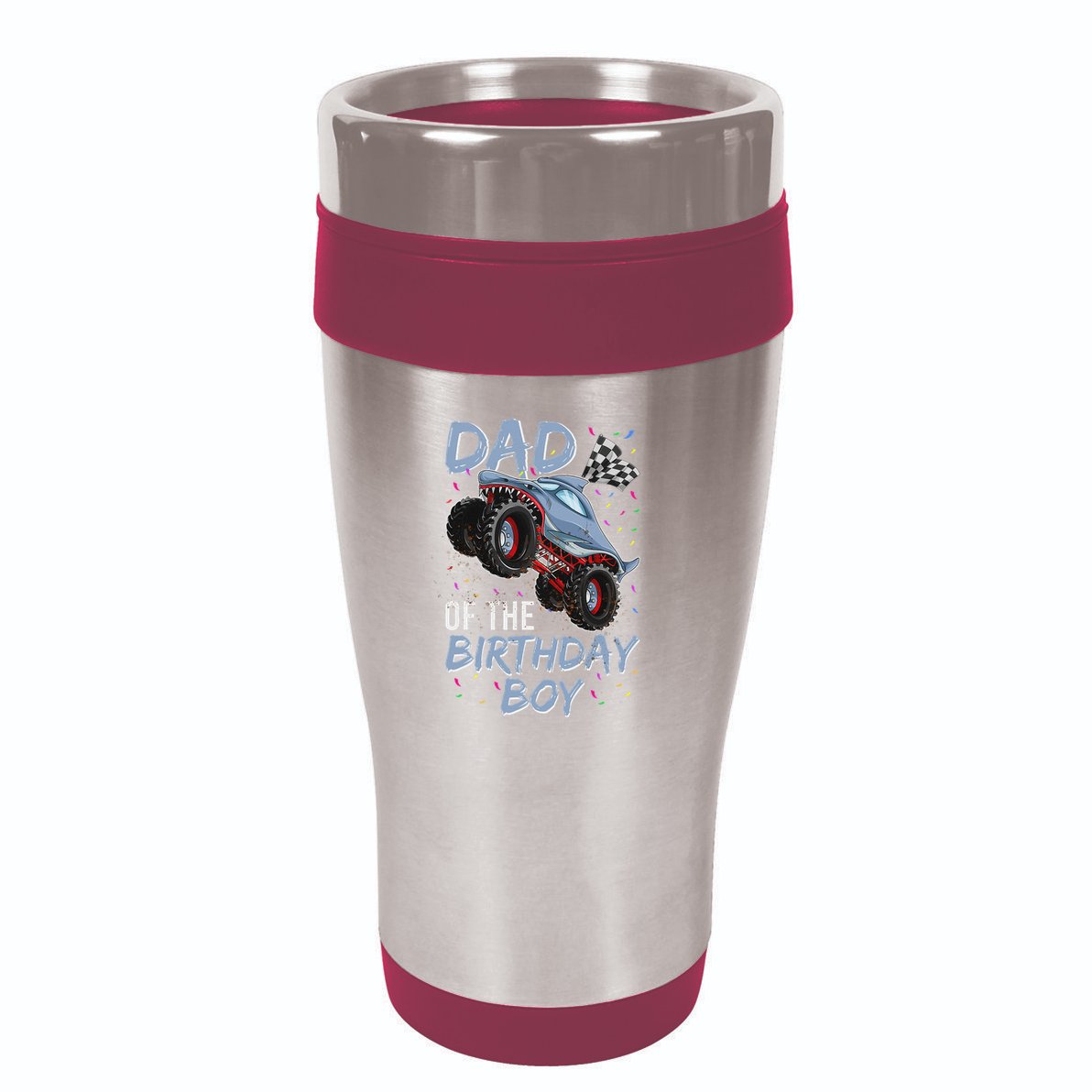 Shark Monster Truck S For Men, Dad Of Birthday Boy 16oz Travel Tumbler
