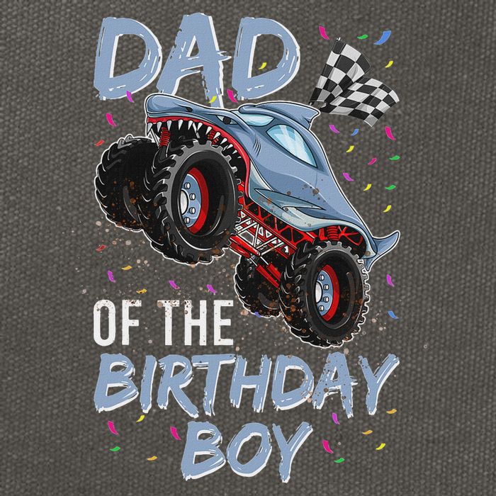 Shark Monster Truck S For Men, Dad Of Birthday Boy Cotton Canvas Backpack