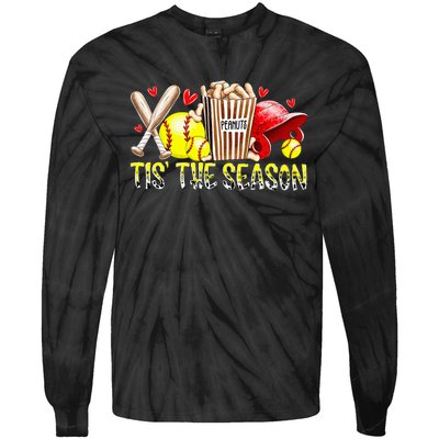 Softball Mom Tis the Season Softball funny sport lovers Tie-Dye Long Sleeve Shirt