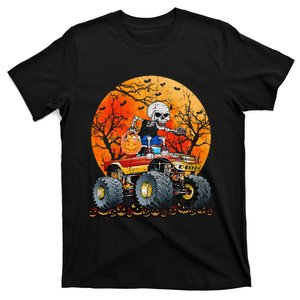 Skeleton Monster Truck Moon Candy Halloween T-Shirt