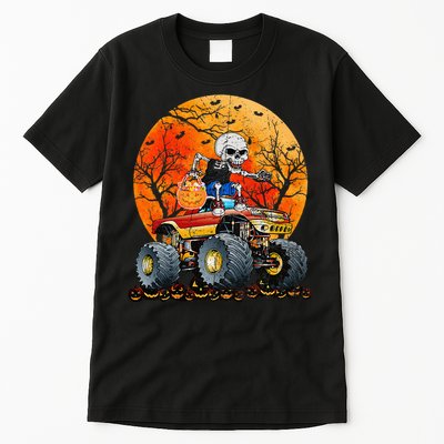 Skeleton Monster Truck Moon Candy Halloween Tall T-Shirt