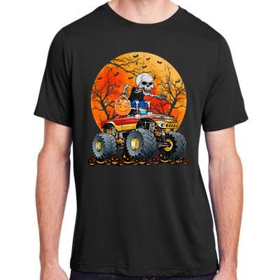 Skeleton Monster Truck Moon Candy Halloween Adult ChromaSoft Performance T-Shirt