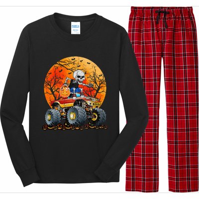 Skeleton Monster Truck Moon Candy Halloween Long Sleeve Pajama Set