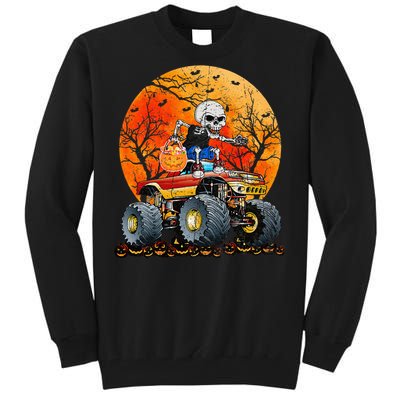 Skeleton Monster Truck Moon Candy Halloween Tall Sweatshirt