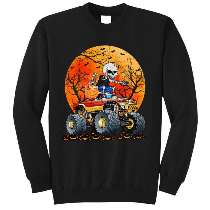 Skeleton Monster Truck Moon Candy Halloween Tall Sweatshirt