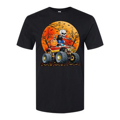 Skeleton Monster Truck Moon Candy Halloween Softstyle CVC T-Shirt