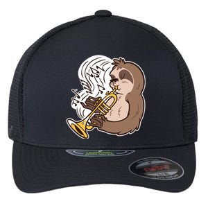 Sloth Musical Trumpet Flexfit Unipanel Trucker Cap