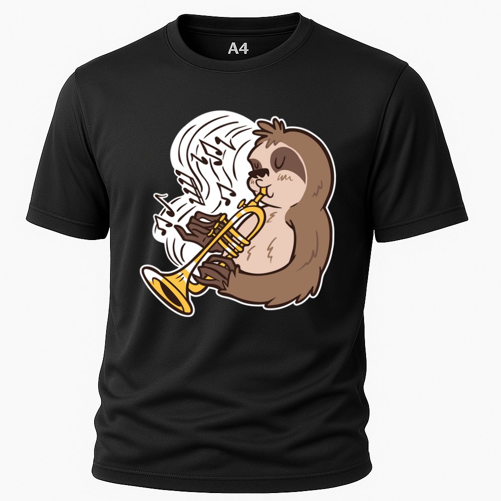 Sloth Musical Trumpet Cooling Performance Crew T-Shirt