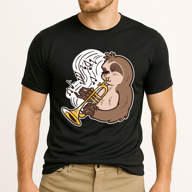 Sloth Musical Trumpet Cooling Performance Crew T-Shirt