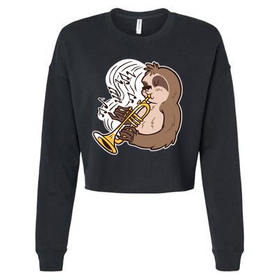 Sloth Musical Trumpet Cropped Pullover Crew