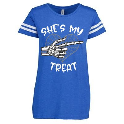 SheS My Treat Funny Halloween Matching Couple Enza Ladies Jersey Football T-Shirt