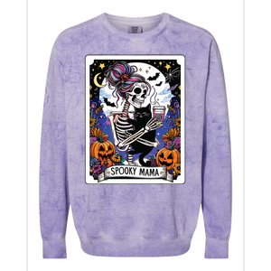 Spooky Mama Tarot Card Halloween Mom Skull Mama Black Cat Colorblast Crewneck Sweatshirt