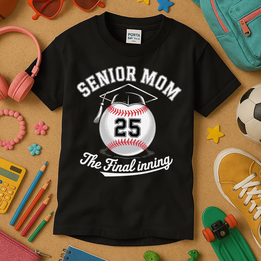 Senior Mom The Final Inning Baseball Mom Women Kids T-Shirt