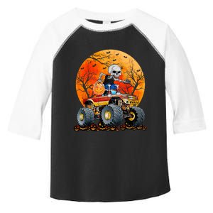 Skeleton Monster Truck Moon Candy Halloween Toddler Fine Jersey T-Shirt