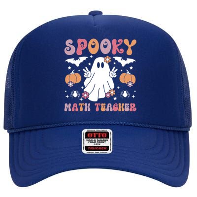 Spooky Math Teacher Halloween Mathematics Teacher Gift High Crown Mesh Back Trucker Hat