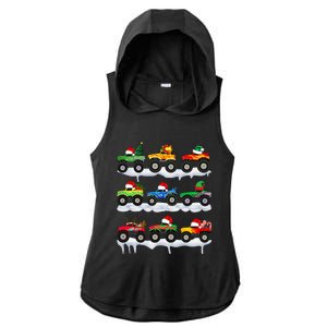 Santa Monster Truck Christmas Squad Group Ladies PosiCharge Tri-Blend Wicking Draft Hoodie Tank