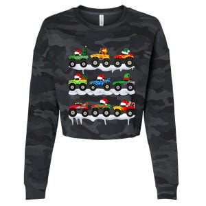 Santa Monster Truck Christmas Squad Group Cropped Pullover Crew