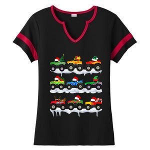 Santa Monster Truck Christmas Squad Group Ladies Halftime Notch Neck Tee