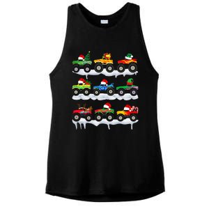 Santa Monster Truck Christmas Squad Group Ladies PosiCharge Tri-Blend Wicking Tank