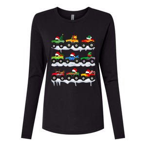 Santa Monster Truck Christmas Squad Group Womens Cotton Relaxed Long Sleeve T-Shirt