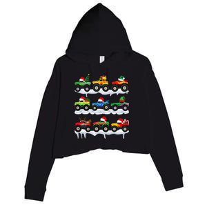 Santa Monster Truck Christmas Squad Group Crop Fleece Hoodie