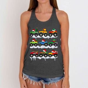 Santa Monster Truck Christmas Squad Group Women's Knotted Racerback Tank