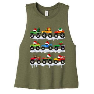 Santa Monster Truck Christmas Squad Group Women's Racerback Cropped Tank