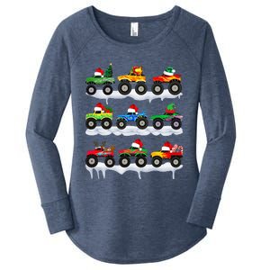 Santa Monster Truck Christmas Squad Group Women's Perfect Tri Tunic Long Sleeve Shirt