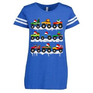 Santa Monster Truck Christmas Squad Group Enza Ladies Jersey Football T-Shirt