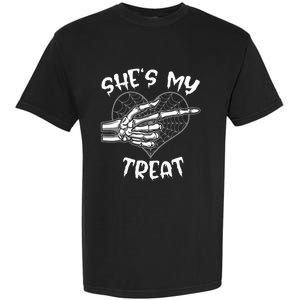 Shes My Treat Funny Halloween Matching Couple Boyfriend Garment-Dyed Heavyweight T-Shirt