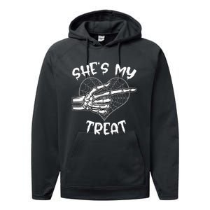 Shes My Treat Funny Halloween Matching Couple Boyfriend Performance Fleece Hoodie