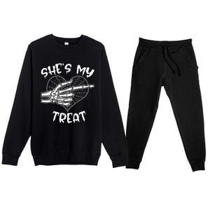 Shes My Treat Funny Halloween Matching Couple Boyfriend Premium Crewneck Sweatsuit Set